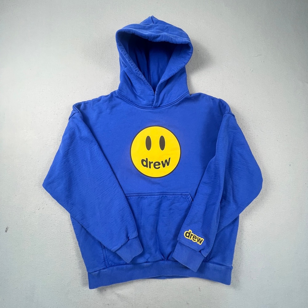 Drew House Mascot Hoodie Mens Medium Blue Smiley Face Streetwear Pullover